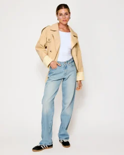 Line & Dot ALBA CROP TRENCH JACKET WITH GINGHAM CHECK CUFFS- Resort | Outerwear