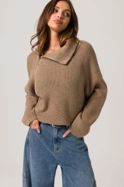 Line & Dot BASSETT ZIPPER SWEATER- Knits