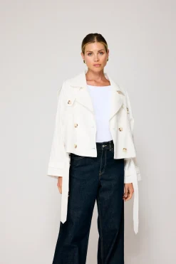 Line & Dot BENDETTA CROP TRENCH JACKET- Outerwear | Resort