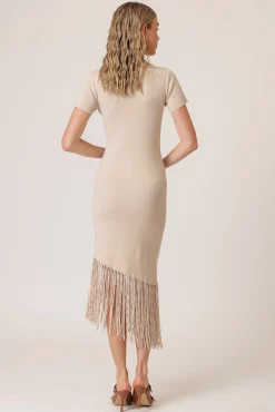 Line & Dot CHRYSTA ASYMMETRICAL FRINGE DRESS- Dresses