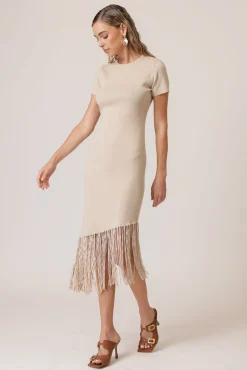 Line & Dot CHRYSTA ASYMMETRICAL FRINGE DRESS- Dresses