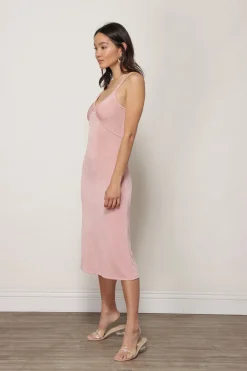 Line & Dot JEANIE SLINKY MIDI SLIP DRESS- Dresses