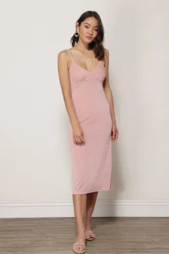 Line & Dot JEANIE SLINKY MIDI SLIP DRESS- Dresses