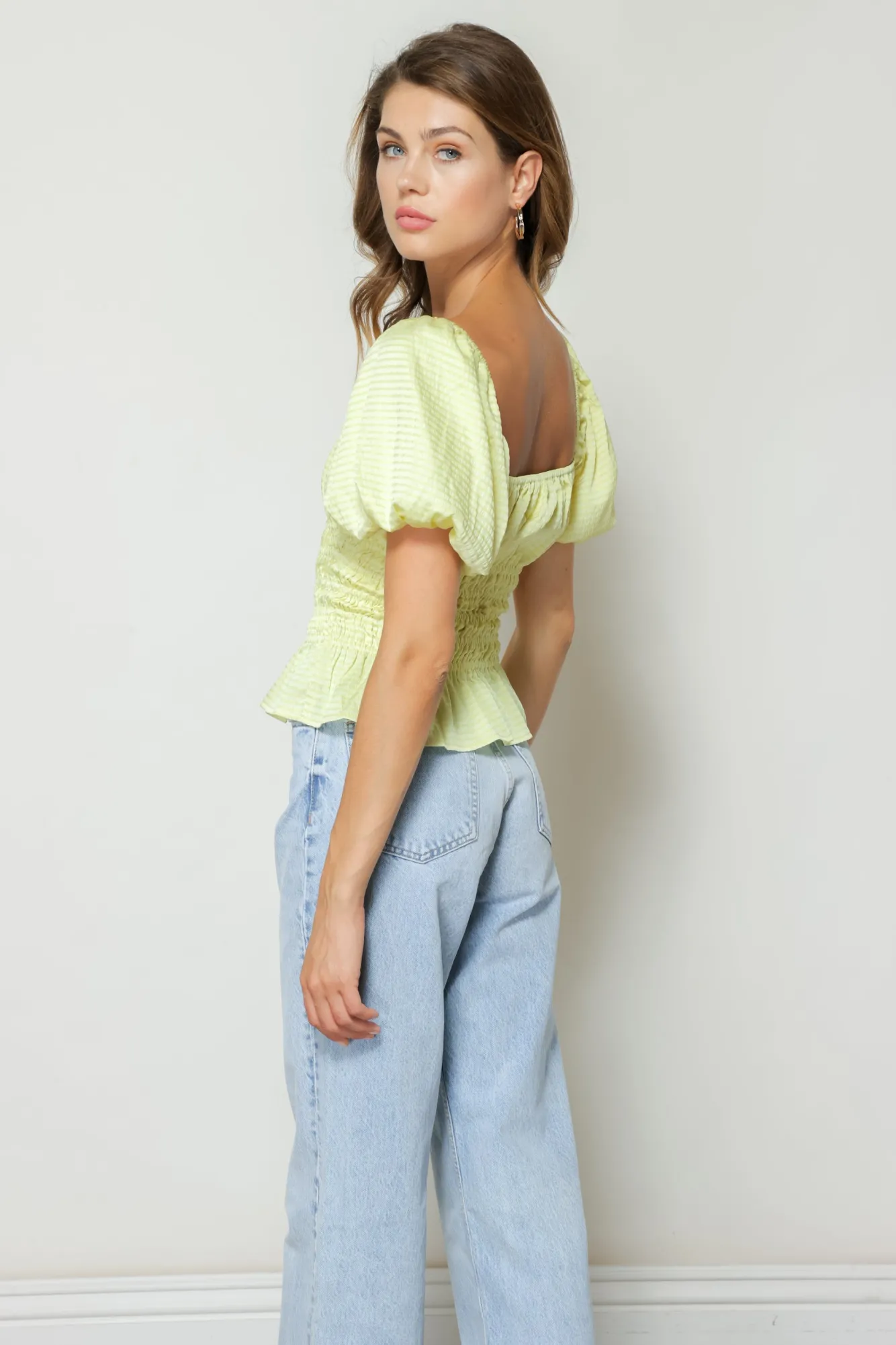 Line & Dot KARLIE SMOCKED BLOUSE- Tops