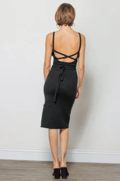 Line & Dot MEGAN TIE DETAIL SWEATER DRESS- Dresses