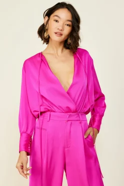 Line & Dot Miki Bodysuit ( Magenta)- Tops