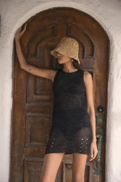 Line & Dot MOONLIGHT SEQUIN CROCHET DRESS- Dresses