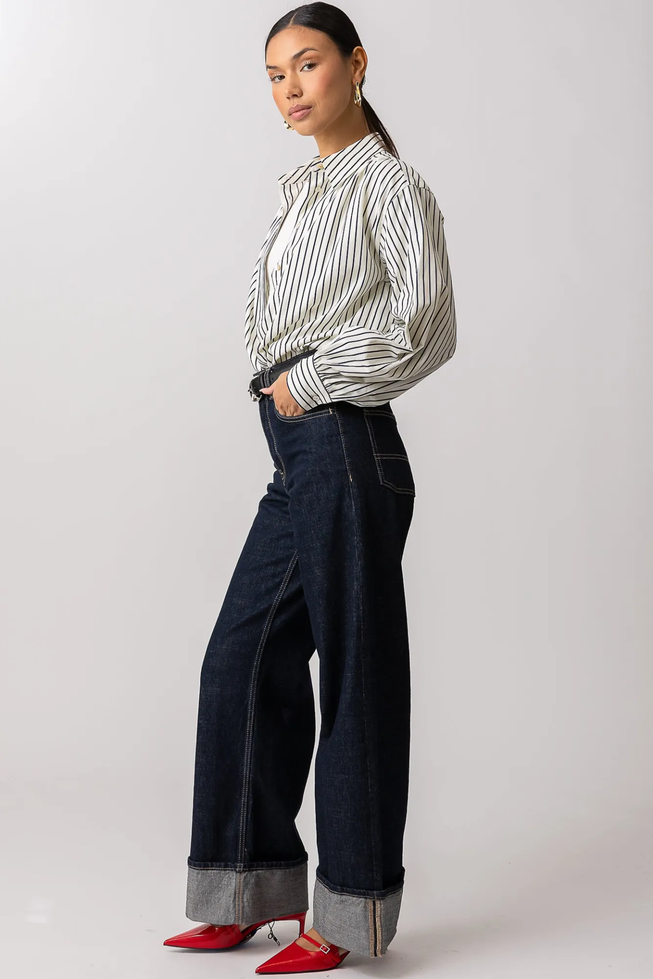 Line & Dot MORSE BUTTON DOWN- Tops