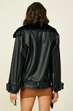 Line & Dot Moto Leather Jacket- Outerwear