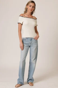 Line & Dot REONNY OFF THE SHOULDER SWEATER- Tops