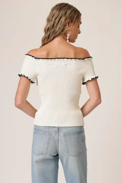 Line & Dot REONNY OFF THE SHOULDER SWEATER- Tops