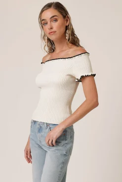 Line & Dot REONNY OFF THE SHOULDER SWEATER- Tops