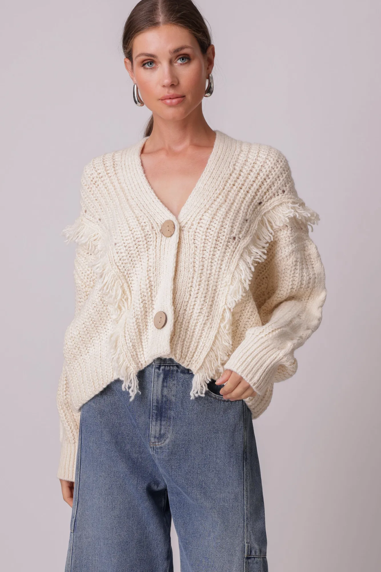 Line & Dot SADE FRINGE CARDIGAN- Knits