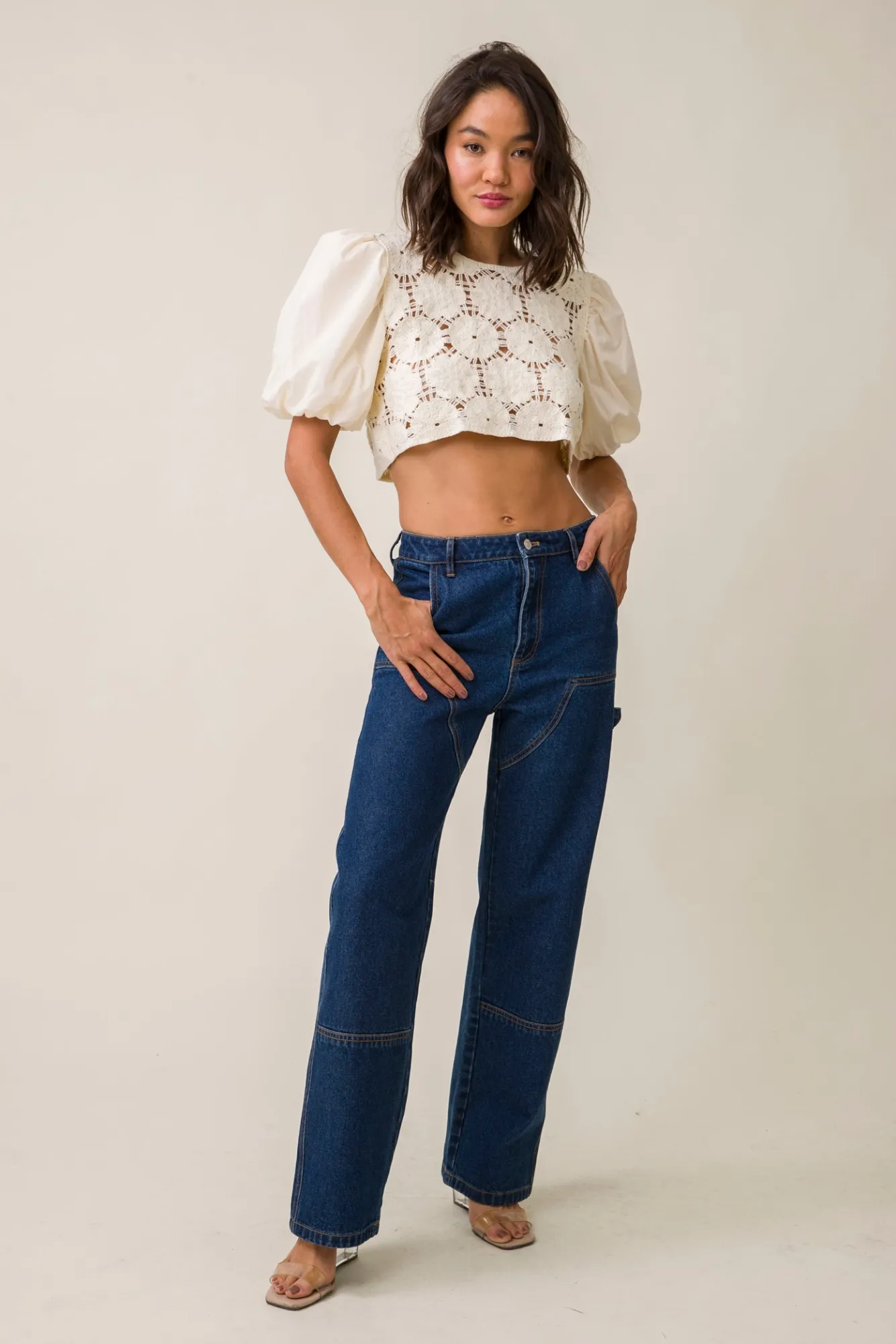 Line & Dot SONDER CROCHET SWEATER- Tops