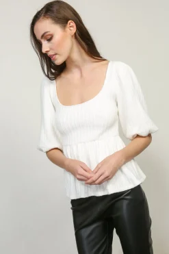 Line & Dot THEA BALLOON SLEEVE KNIT TOP- Tops